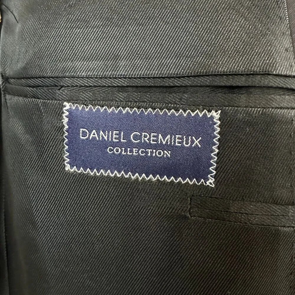 Daniel Cremieux Blazer Loro Piana Super 120s 42R Black Pinstripe Wool Men Jacket
